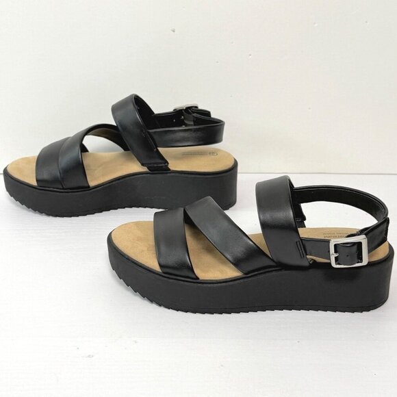 Giani Bernini Cassey Wedge Sandles Womens Sz 6M Black Memory Foam Flatform - Picture 4 of 10